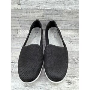 Clarks Cloudsteppers Womens Slip On Perforated Comfort Loafers Black Size 10M